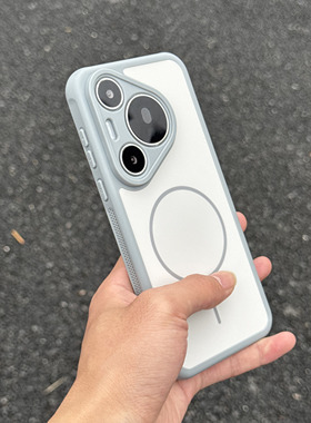 高级灰白色适用华为Pura70pro+手机壳Pura80Pro全包p80细圈磁吸mate80promax新款60防摔软边散热孔肤感套情侣