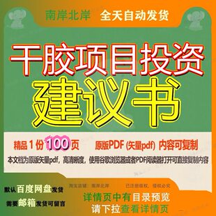 干胶项目投资建议书100页 项目建议书文档优质干胶可复制文档参