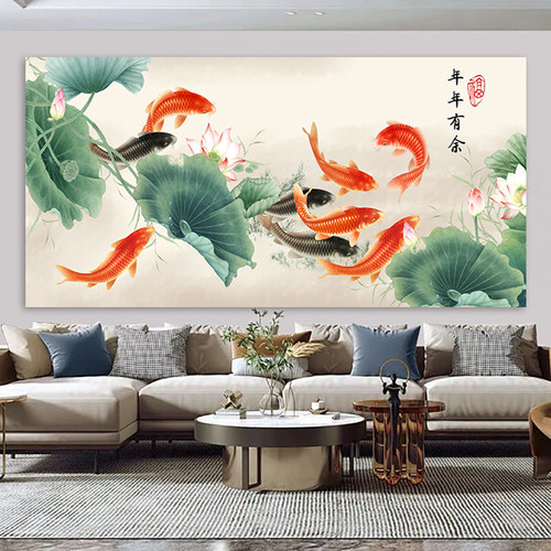 聚财九鱼图贴画旺运生财支持定制