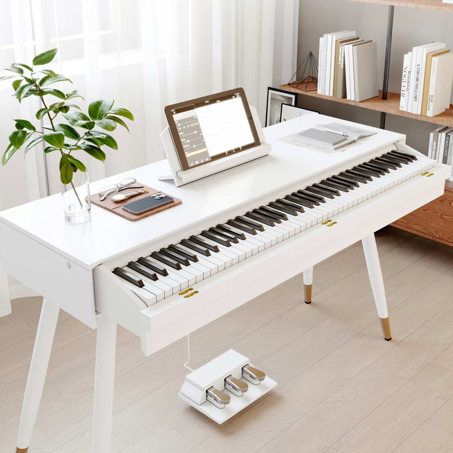 贝多辰T82抽屉式电钢琴88重锤键家用立式考级初学专业电子钢琴