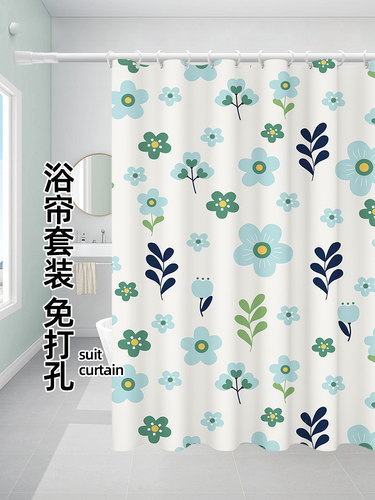 隔断帘浴帘防水布淋浴帘浴室干湿分离洗澡间防霉免打孔卫生间门帘