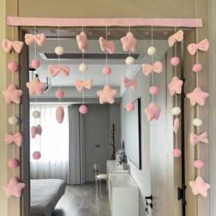 门帘挂饰可爱少女心房间装饰客厅隔断帘儿童房卧室房门免打孔挂饰