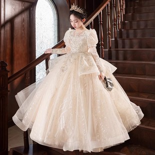 儿童礼服春秋季女孩法式生日公主裙演出服大童晚礼服主持少儿高端