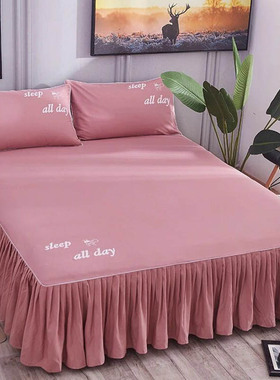 纯棉床裙单件床罩席梦思防尘保护罩150x180x200单双人全棉床笠单