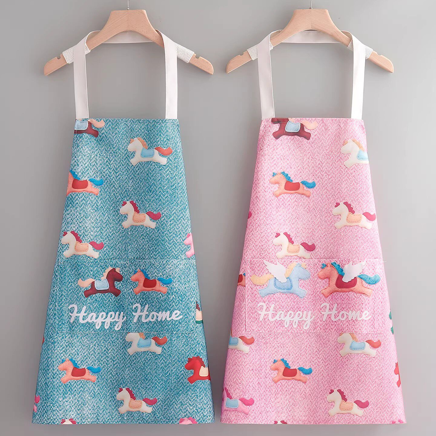 卡通个性小清新帆布透气围裙厨房家用做饭餐饮专用工作服年轻女生