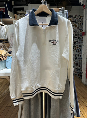 Brandy BM新款撞色翻领polo卫衣 bm美式复古学院风刺绣半拉链卫衣