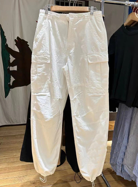 Brandy美式休闲宽松多口袋阔腿裤女bm松紧腰hiphop工装裤束脚长裤