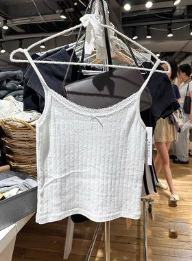 Brandy BM美式复古蕾丝孔眼内搭背心女bm蝴蝶结纯棉无袖吊带上衣