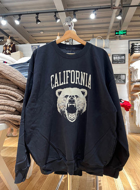 Brandy BM秋冬美式CALIFORNIA加州熊印花卫衣bm加绒外套oversize