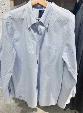 BrandyBM美式休闲蓝白条纹长袖廓形衬衫女bm纯棉宽松衬衣男友风潮