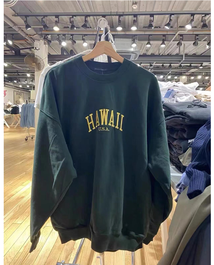 bm字母刺绣卫衣宽松纯棉美式复古