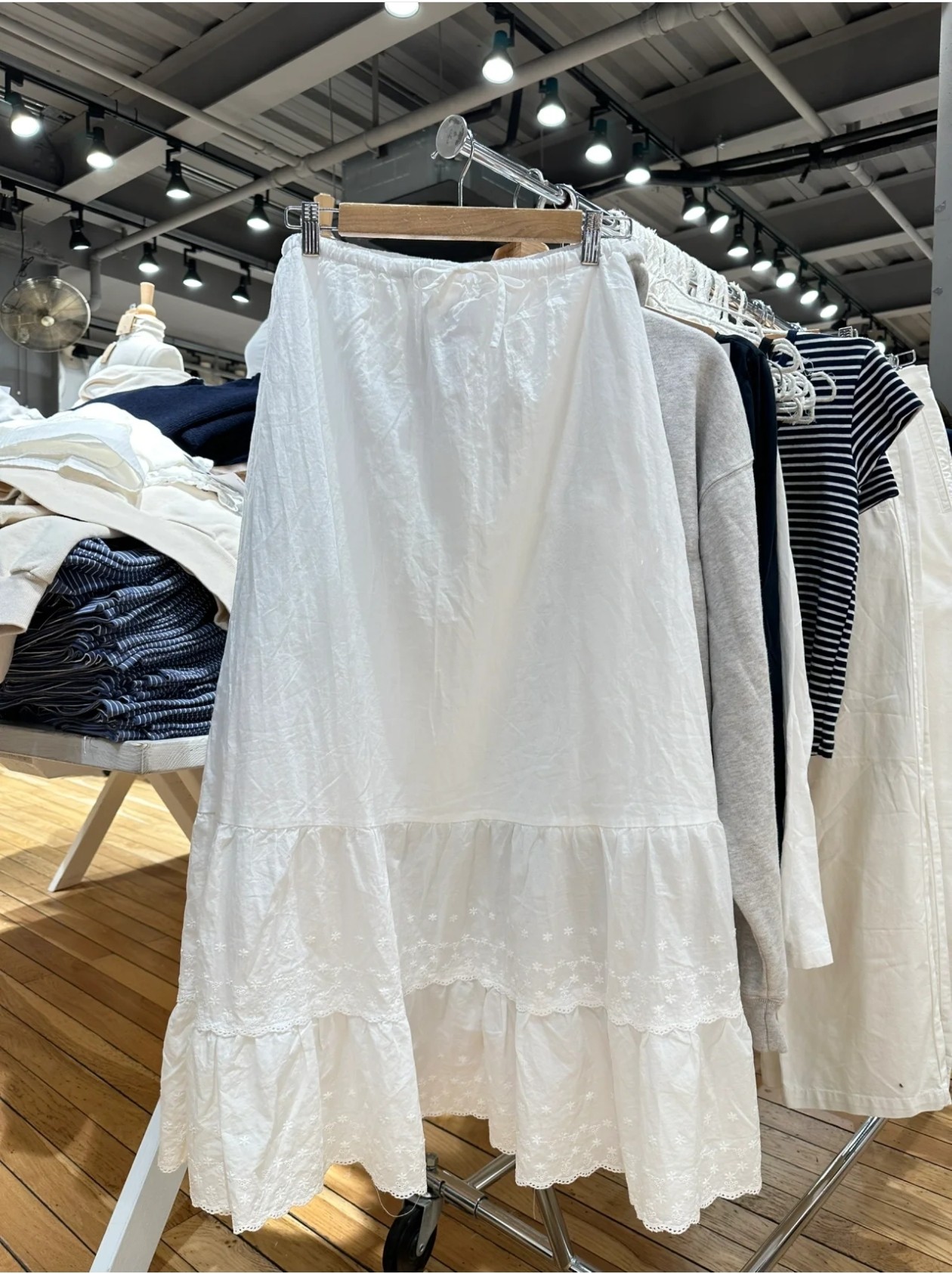 Brandy BM抽绳系带刺绣白色半身裙 bm高腰蛋糕裙长裙nadia skirt