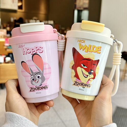 疯狂动物城联名保温杯朱迪尼克咖啡杯大容量316不锈钢车载吸管杯