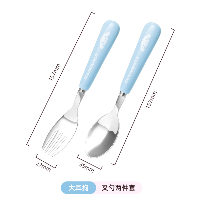 三丽鸥玉桂狗不锈钢勺叉陶瓷手柄吃饭勺水果点心叉子库洛米新品促