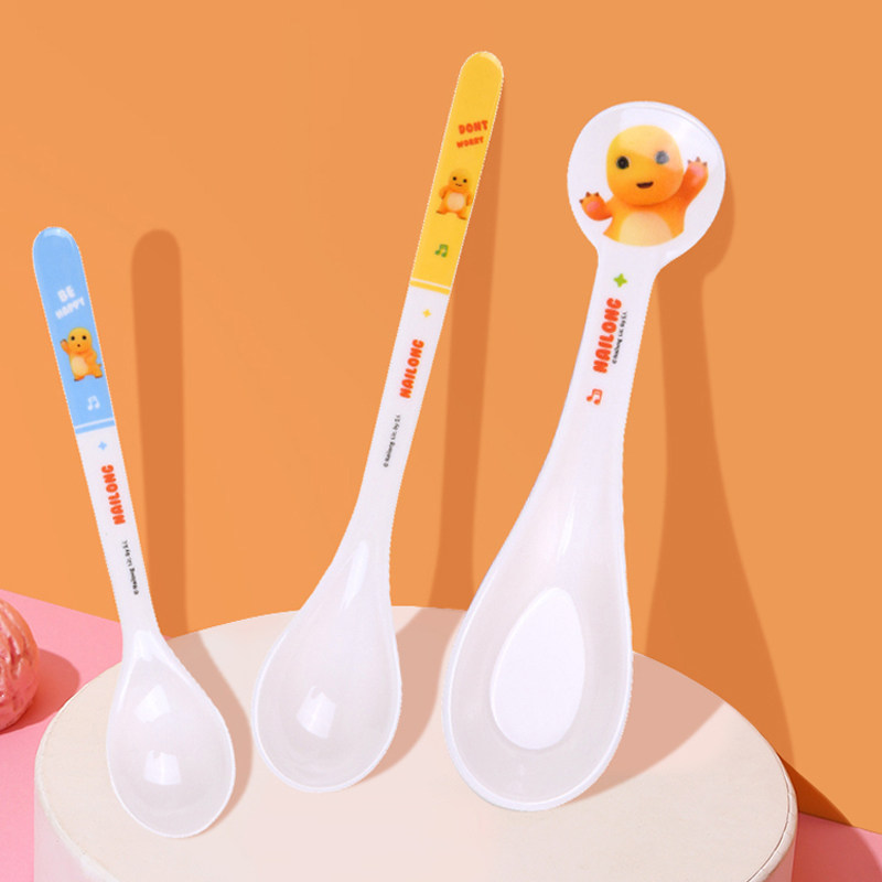奶龙儿童勺子宝宝自主进食勺卡通小孩吃饭勺家用汤勺可爱长柄调羹