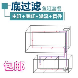 金晶超白底滤套装 直角溢流鱼缸定制客厅金鱼溪流海水乌龟草水族箱