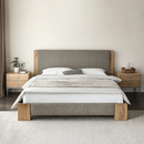 艺术符号北欧表情进口英国复古侘寂民宿BEGO实木布艺高靠背双人床