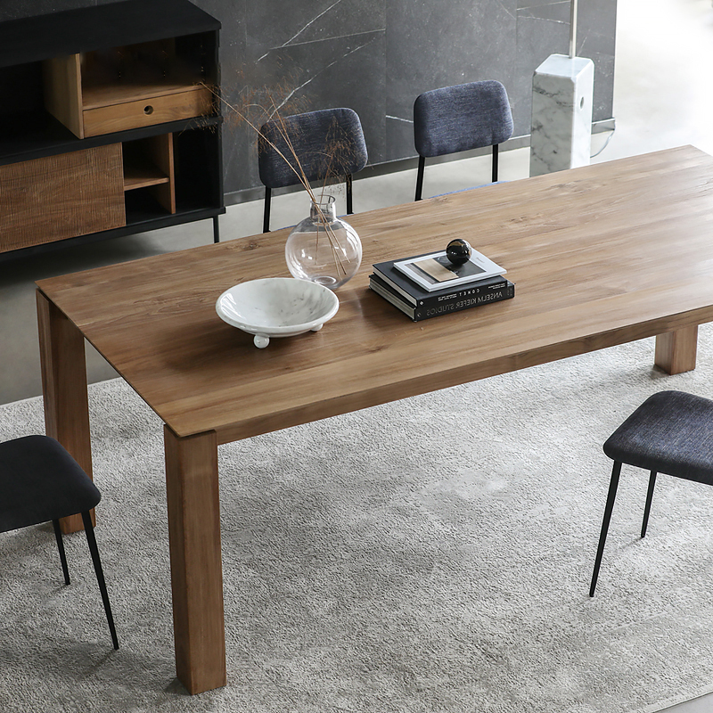 艺术符号/北欧侘寂风柚木实木餐桌中古复古表情同款长方形工作台