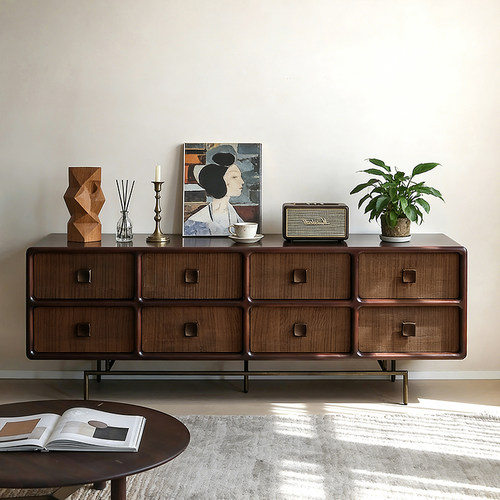 艺术符号北欧表情复古实木电视柜