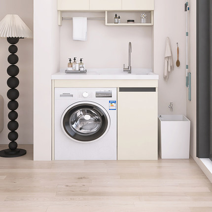 万博洁阳台洗衣机一体柜蜂窝铝洗衣池带搓板小户型阳台柜定制