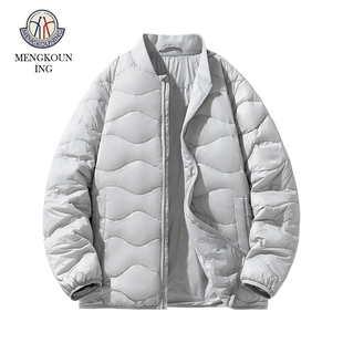 蒙口宁国标90绒棒球领轻薄羽绒服男款葫芦纹2025新款保暖冬季外套