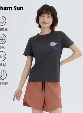 诺思山户外休闲短袖T恤女士夏全棉直筒亲肤透气半袖4720