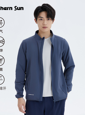 诺思山户外休闲男士运动上衣薄绒立领运动外套高弹柔软4713