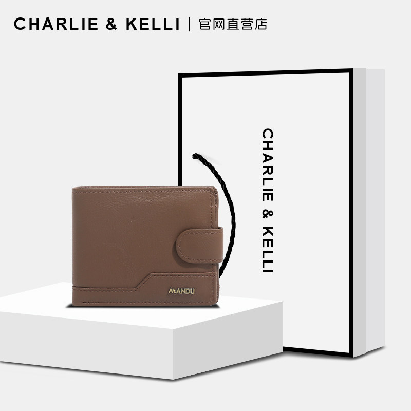 Новый короткий мужской кошелек CHARLIE&KELLI в стиле ретро, легкий и компактный футляр для карточек, модный кошелек для монет высокого класса Изображение 1