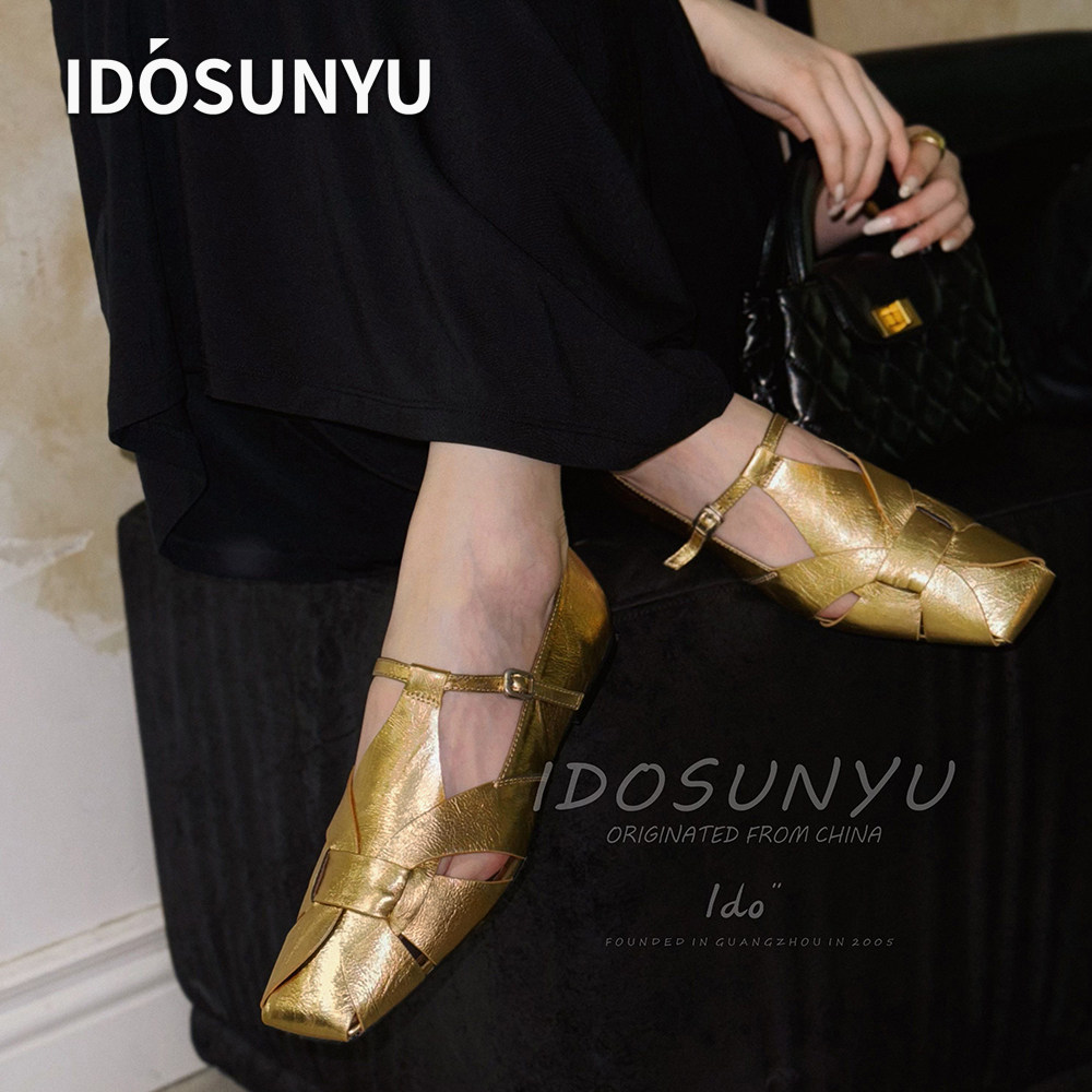 IDOSUNYU复古方头玛丽珍芭蕾鞋