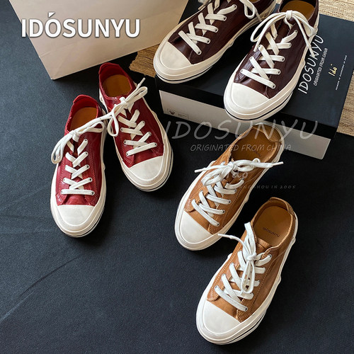 idosunyu早秋复古水洗马皮板鞋