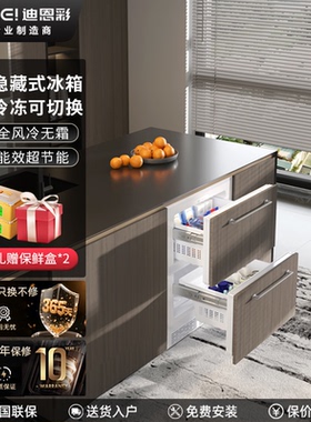 DINCEI台下全嵌入式冰箱柜门一体岛台下隐藏内嵌家用小型风冷 68L