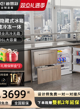 DINCEI 全嵌入卧式冰箱橱柜门一体家用台下内嵌隐藏式矮冰箱196升