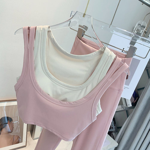 夏季运动内衣女美背防震聚拢跑步收腹瑜伽服文胸假两件健身服背心