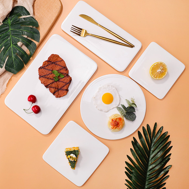 陶瓷西餐方形圆形糕点盘平板盘子垫盘日式寿司摆盘披萨盘蛋糕平盘