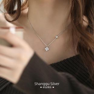 轻奢小众高级2025新款 S999纯银四叶草项链女款 送闺蜜女友生日礼物