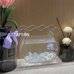斗鱼鱼缸摆件创意花瓶ins风异性造景鱼缸金鱼小型办公室家用缸