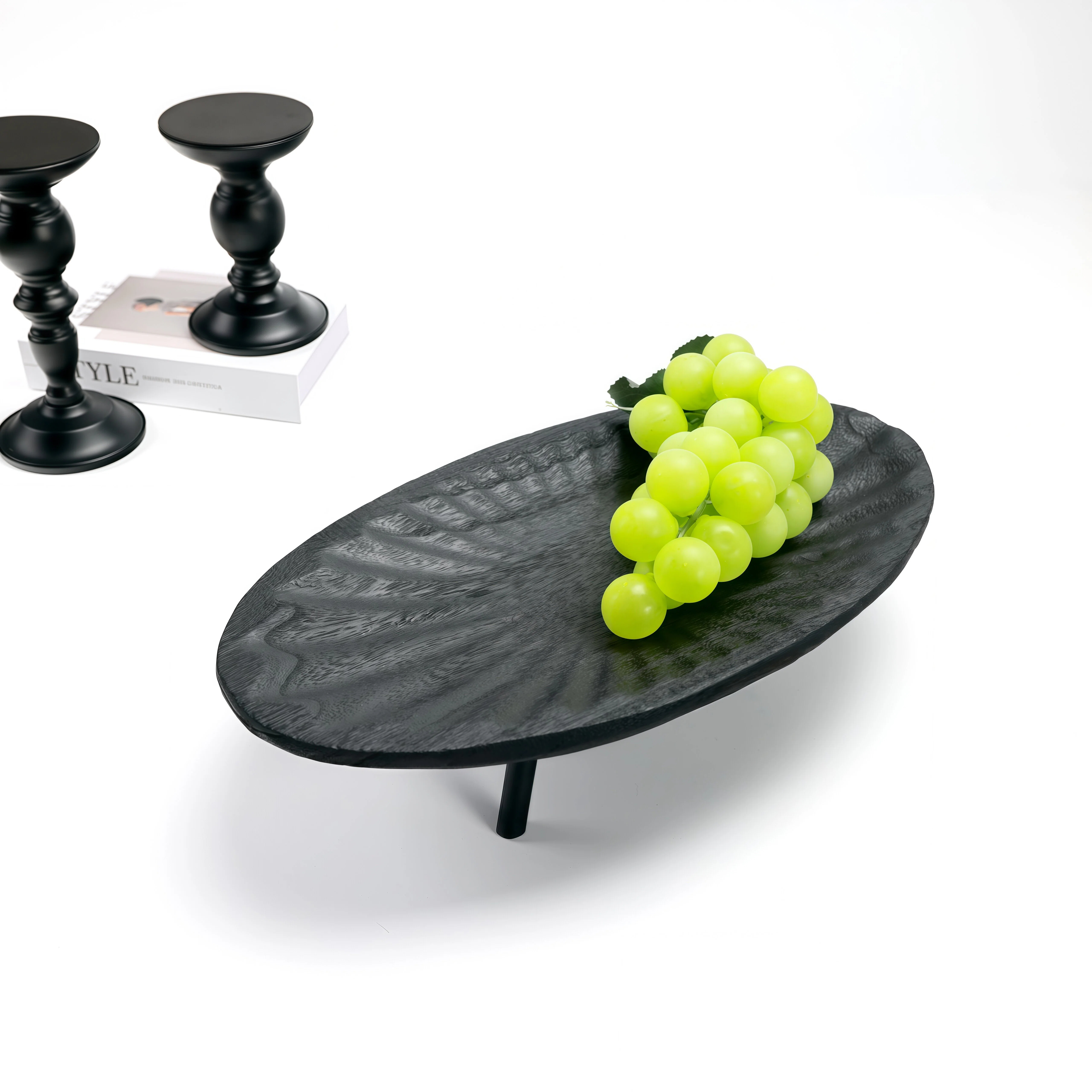 Oakliving侘寂风三足桐木大果盘