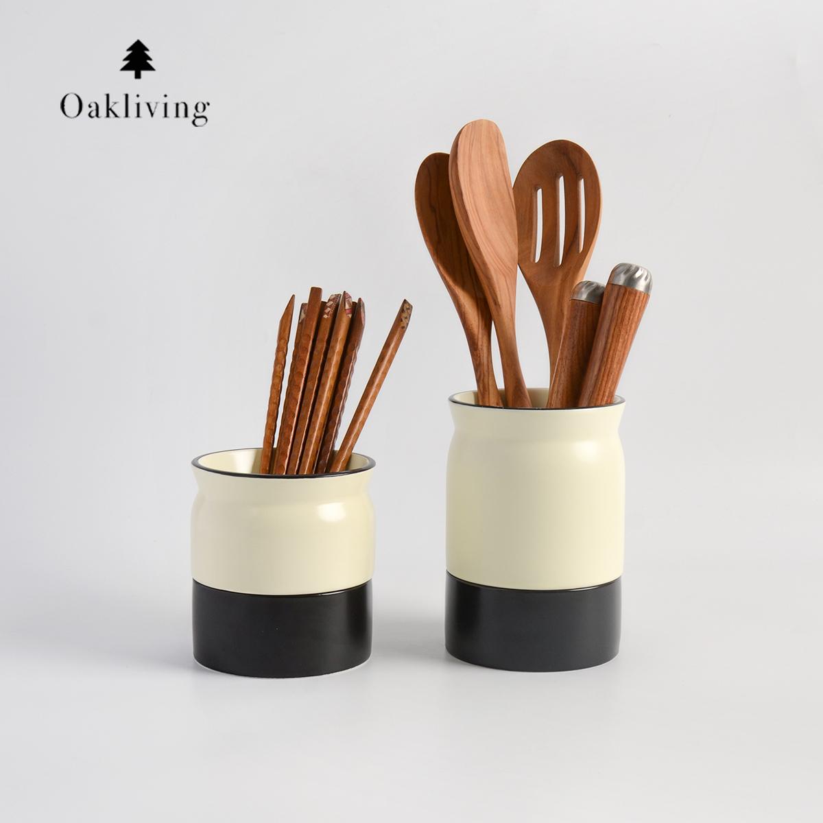 oakliving陶瓷餐具收纳桶