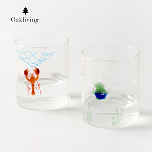 oakliving海洋系列玻璃杯家用喝水杯果汁杯耐热咖啡杯子生日礼物
