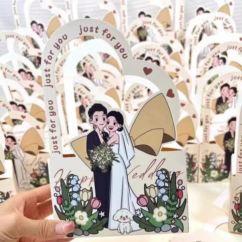 小红书同款手绘卡通婚庆喜糖盒