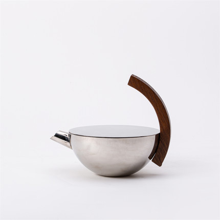Darchin现代不锈钢木柄茶具茶杯茶众奶壶套组样板房客厅茶几