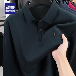POLO衫 T恤2025秋冬加绒加厚时尚 纯色商务休闲翻领长袖 罗蒙男士