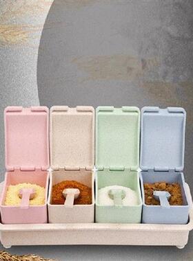 1PC Wheat Straw Condiment Bottles Spice Jar Seasoning Box