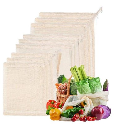 Cotton Mesh Vegetable Bags Produce Bag Reusable Cotton Mesh