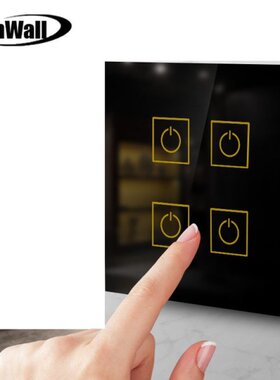 Type 86 wall tempered glass black touch switch 485 intellige