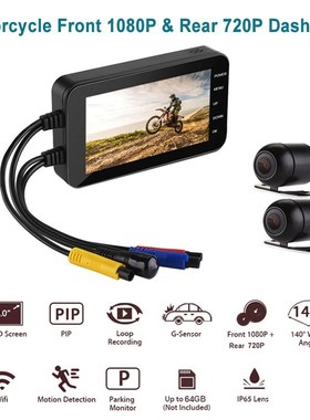 Motorcycle DVR Wifi Camera FHD 1080P 4 Inch Dash Cam Moto W