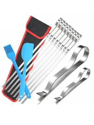 10pcs Stainless Steel Barbecue Kabob Sticks BBQ Grilling