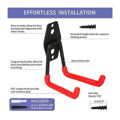 8-Pack Double Hooks Orange Heavy Duty Garage Organizer Wareh