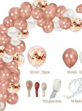 132pcs Rose Gold Balloons Confetti Set Chrome Ballon Birthda