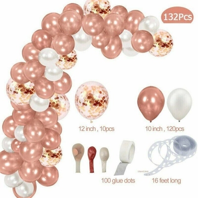 132pcs Rose Gold Balloons Confetti Set Chrome Ballon Birthda